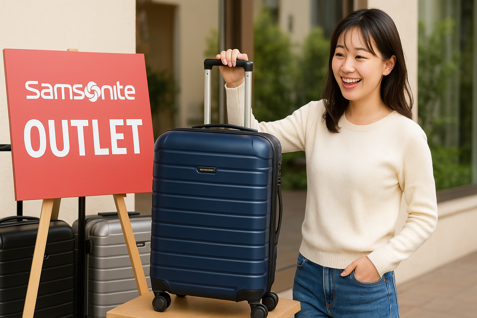 サムソナイトのスーツケースのアウトレット品はお得？購入時の注意点